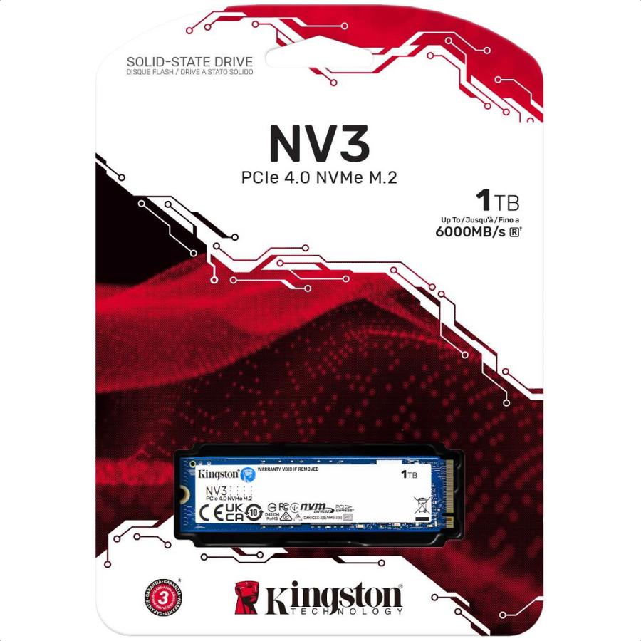 UNIDAD SSD M.2 KINGSTON 1TB NV3, PCIE 4.0, NVME, 2280