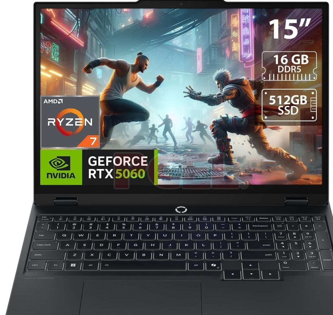 LAPTOP LENOVO LEGION 5 OLED AMD RYZEN 7 260 / 16GB RAM / 1TB SSD / RTX 5060 8GB / PANTALLA 16" 2.5K OLED