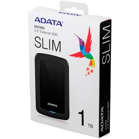 DISCO DURO EXTERNO ADATA HV300 1TB USB 3.2 SLIM NEGRO