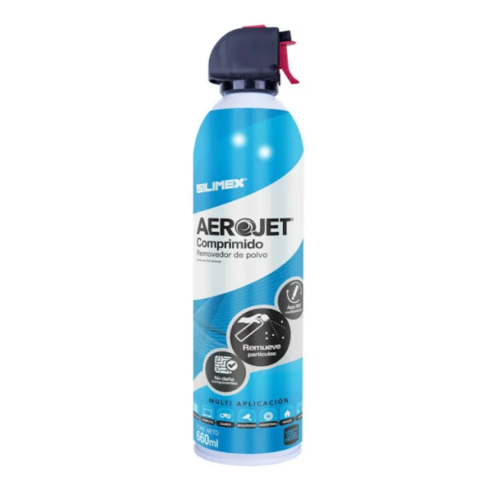 AIRE COMPRIMIDO | SILIMEX | AEROJET 360 660 ML AIRE COMPRIMIDO | REMOVEDOR DE POLVO | VALVULA 360° MULTIPOSICION