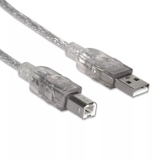 CABLE USB MANHATTAN PARA IMPRESORA USB-A A USB-B DE 5MTS PLATA